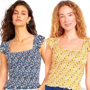 NWTS💓OLD NAVY XL💓SMOCKED SEERSUCKER FLUTTER SLEEVED TOP BUNDLE WILDFLOWERS